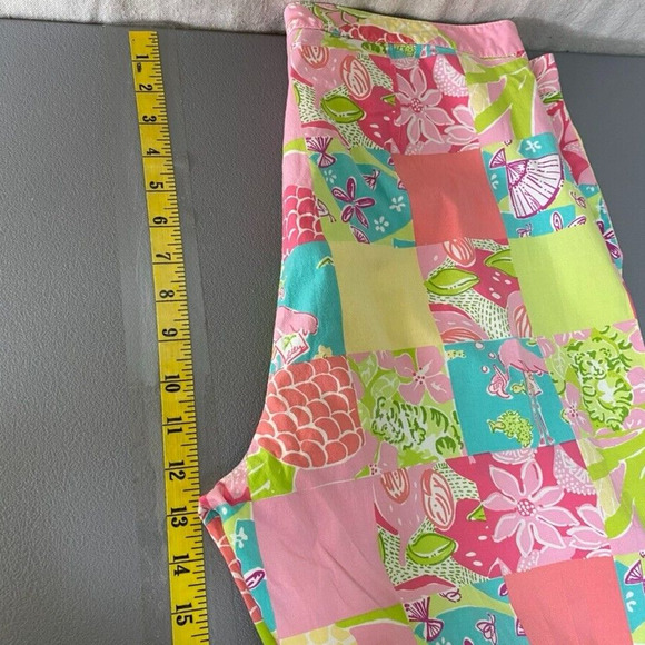 Vintage Lilly Pulitzer Tropical Patchwork Capri Pants Size 10 Flamingo Travel - Picture 11 of 13